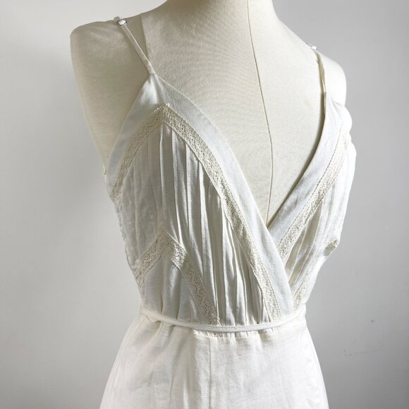 Storia NWT 100% Cotton Off White Spaghetti Strap Wrap Dress with Lace - XSmall - Picture 1 of 10